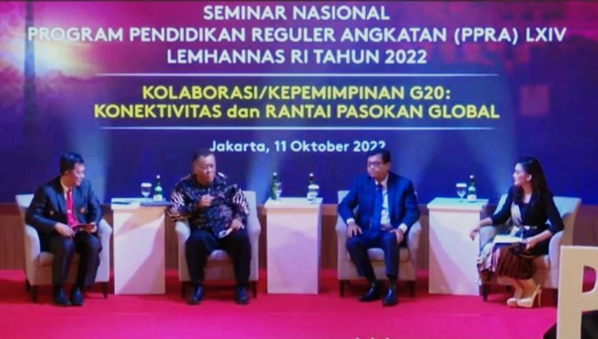 Lemhannas RI Selenggarakan Seminar Nasional PPRA 64, Kolaborasi/Kepemimpinan G20 : Konektivitas dan Rantai Pasokan Global.