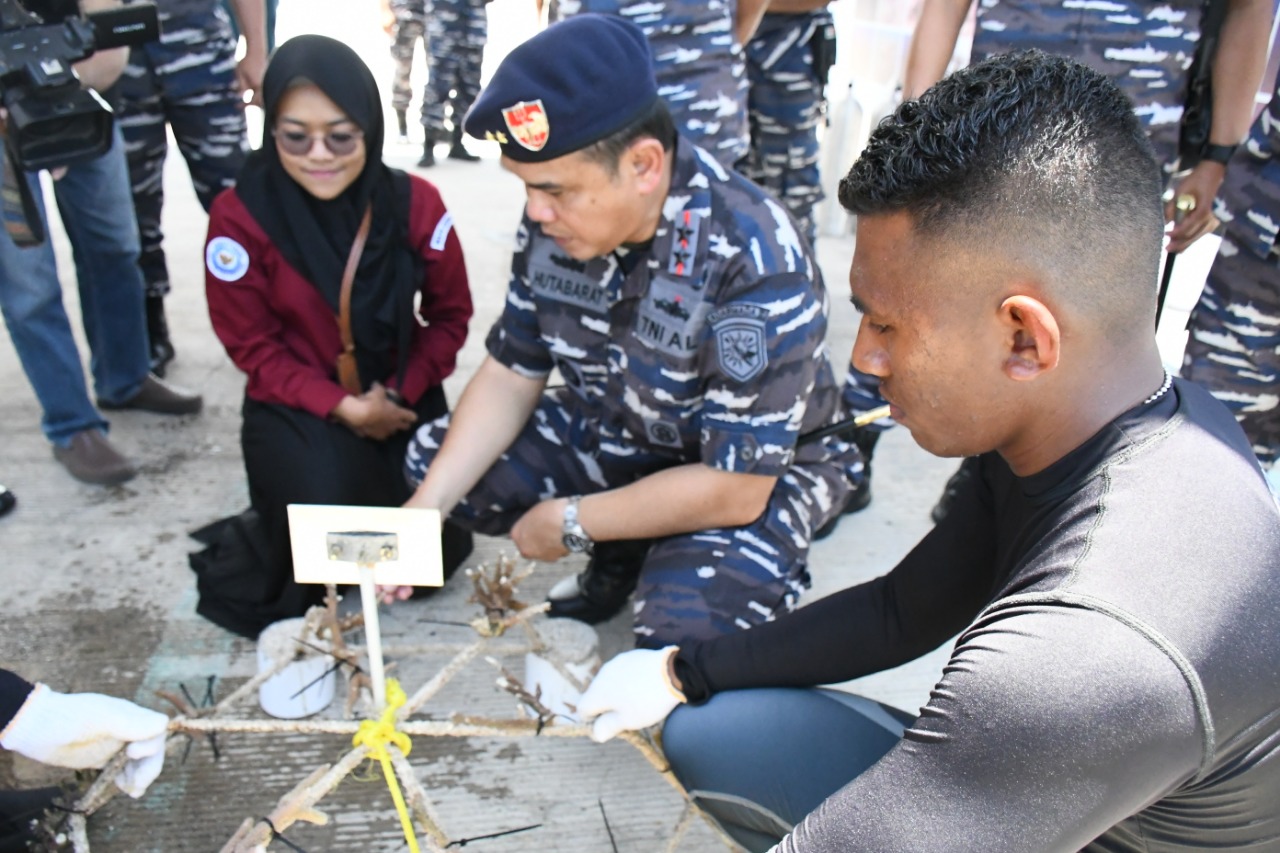 TNI AL Pulihkan Terumbu Karang di Perairan Hansisi Kupang.