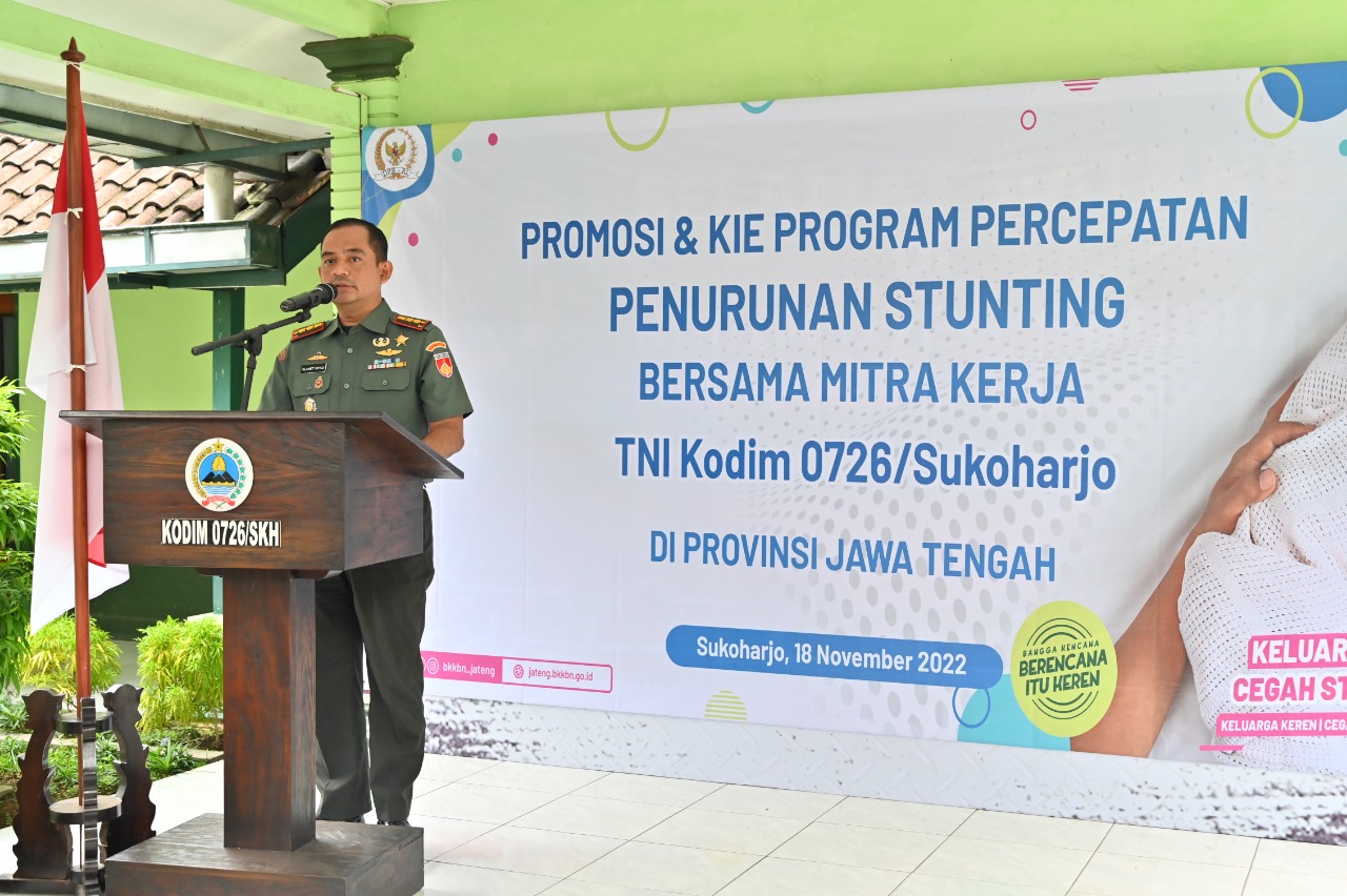 Babinsa dan Pasiter se Solo Raya mengikuti Sosialisasi dan KIE Program Penurunan Stunting di Kodim 0726/Sukoharjo