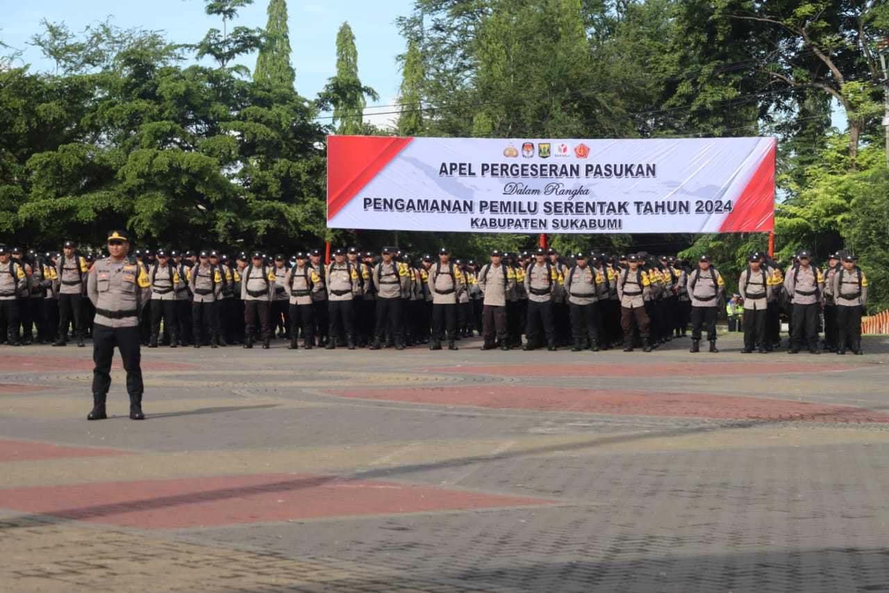 Kapolres Sukabumi Kirimkan Ratusan Personel Pengamanan Pemilu Ke TPS Yang Tersebar Di Sukabumi